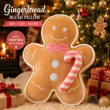 Gingerbread Plush Pillow – Christmas Cushion in 2 Sizes