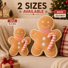 Gingerbread Plush Pillow – Christmas Cushion in 2 Sizes