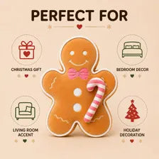 Gingerbread Plush Pillow – Christmas Cushion in 2 Sizes