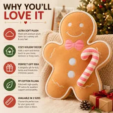 Gingerbread Plush Pillow – Christmas Cushion in 2 Sizes