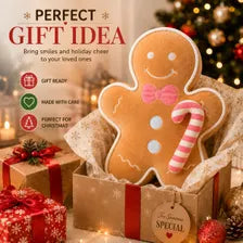 Gingerbread Plush Pillow – Christmas Cushion in 2 Sizes