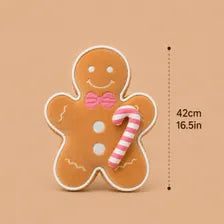 Gingerbread Plush Pillow – Christmas Cushion in 2 Sizes