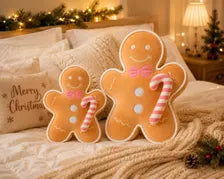 Gingerbread Plush Pillow – Christmas Cushion in 2 Sizes