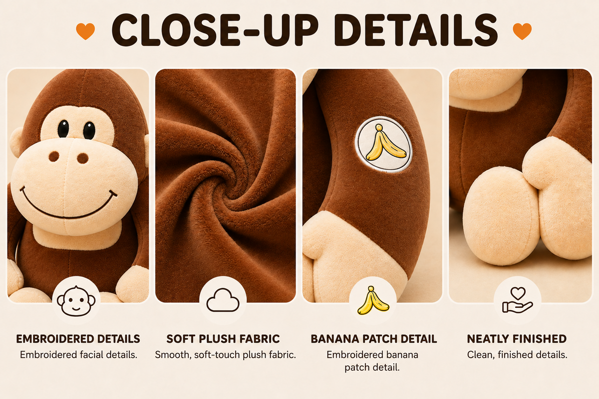 Gorilla plush close-up details