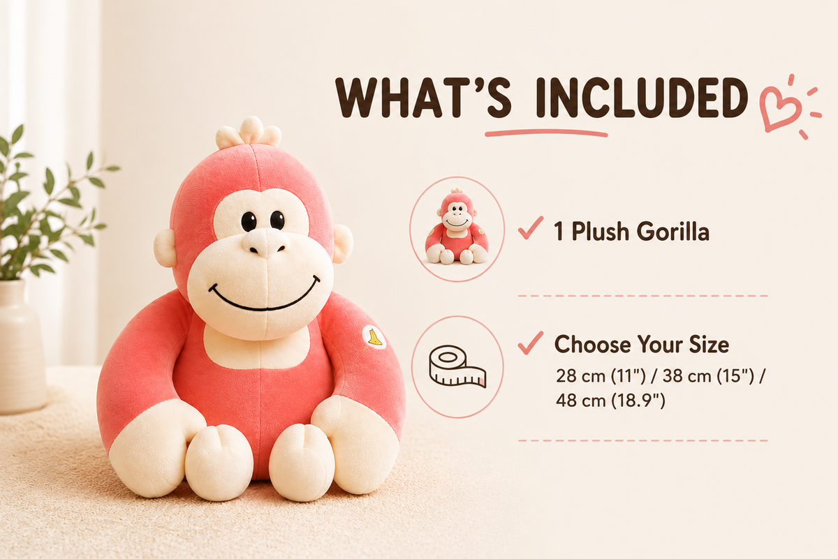 Gorilla plush what is included and available sizes