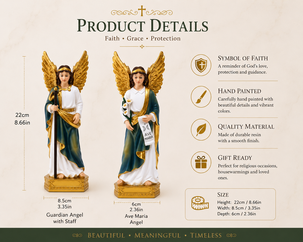 Guardian Angel statue set product details and dimensions