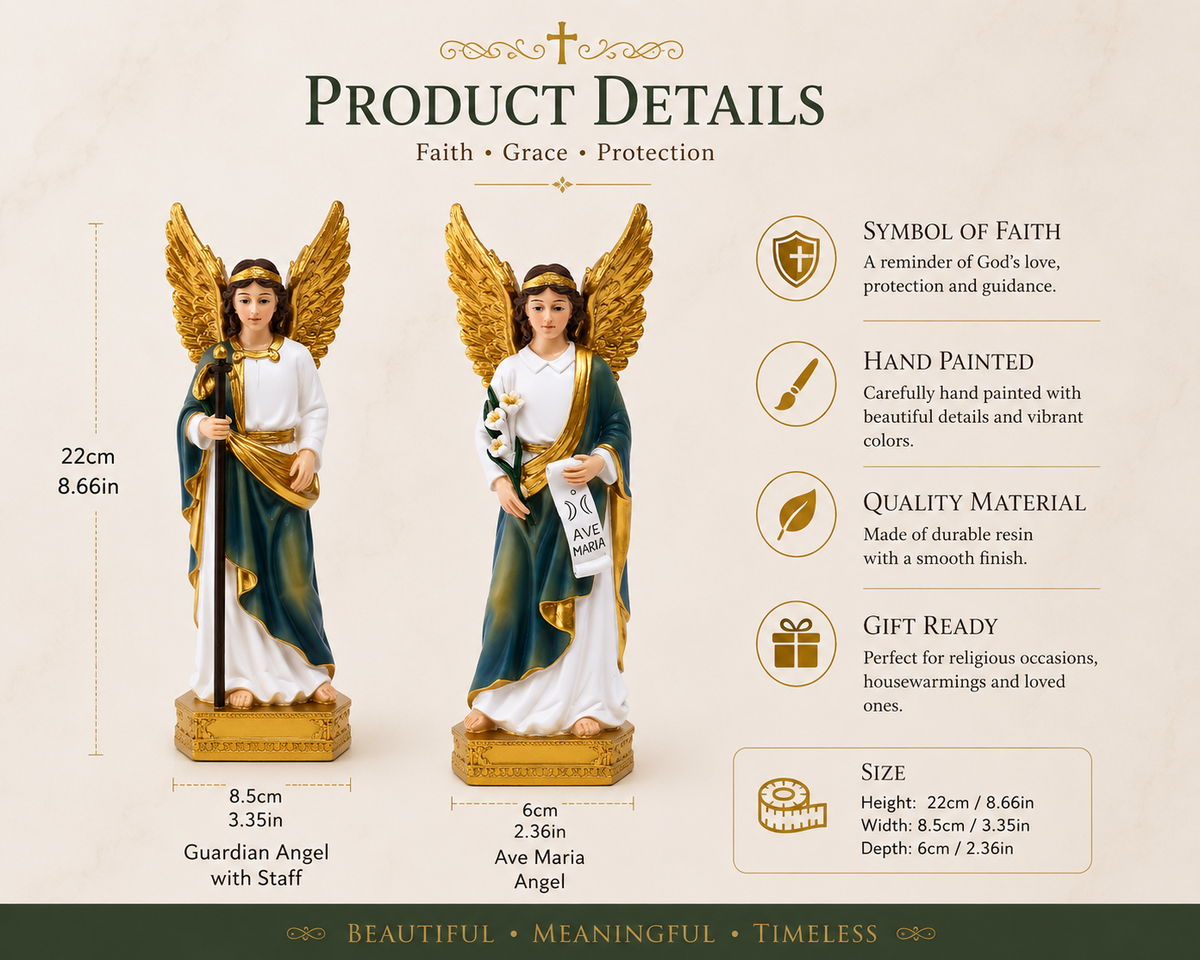 Guardian Angel statue set product details and dimensions
