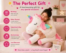 Unicorn Plush Pillow, Large Stuffed Animal, Kids Room & Nursery Decor