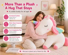 Unicorn Plush Pillow, Large Stuffed Animal, Kids Room & Nursery Decor