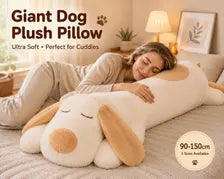 Large Sleeping Dog Plush Pillow, Stuffed Animal, Body Cushion, 3 Sizes