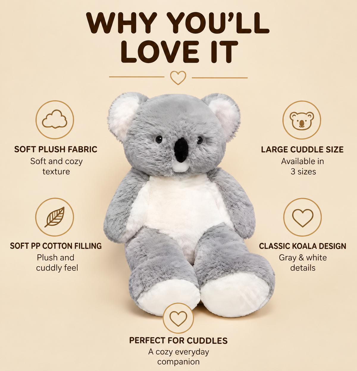 Koala plush features and details