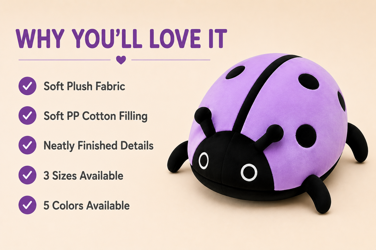Ladybug plush pillow size and style image