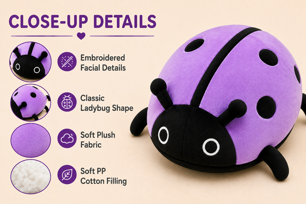 Ladybug plush pillow lifestyle decor