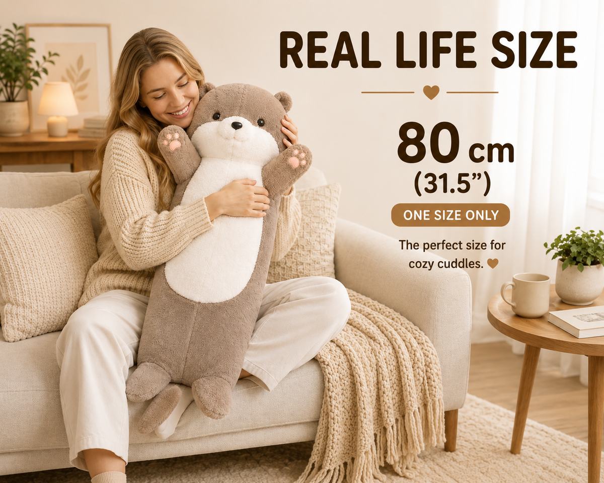 Large plush bear pillow bedroom lifestyle