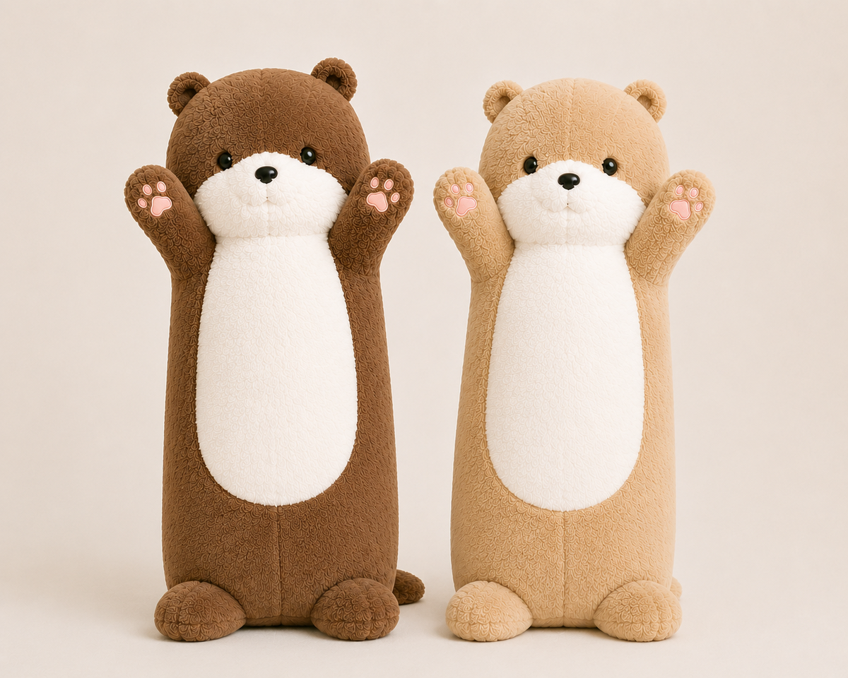 Large plush bear pillow close-up details