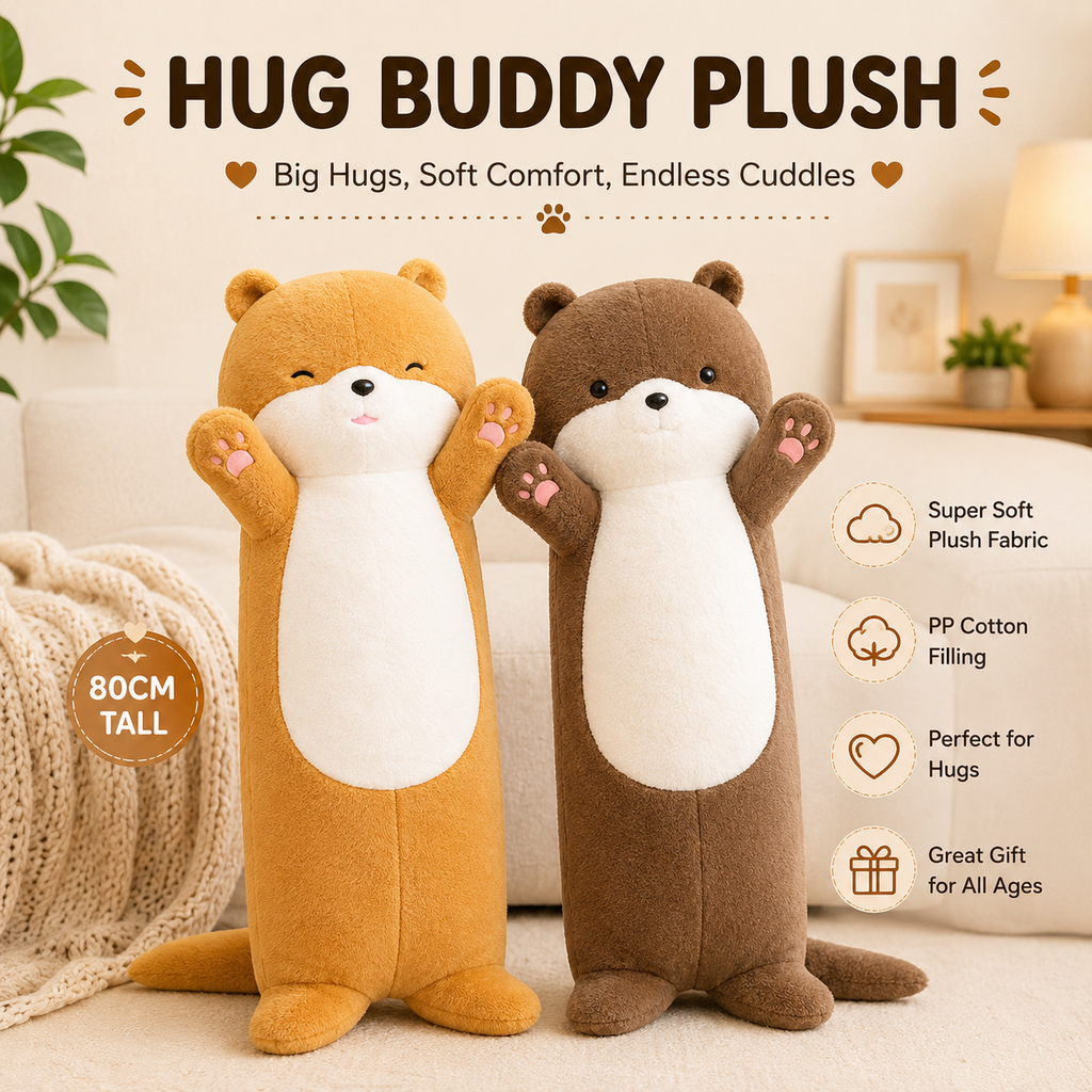 Large plush bear pillow brown and beige