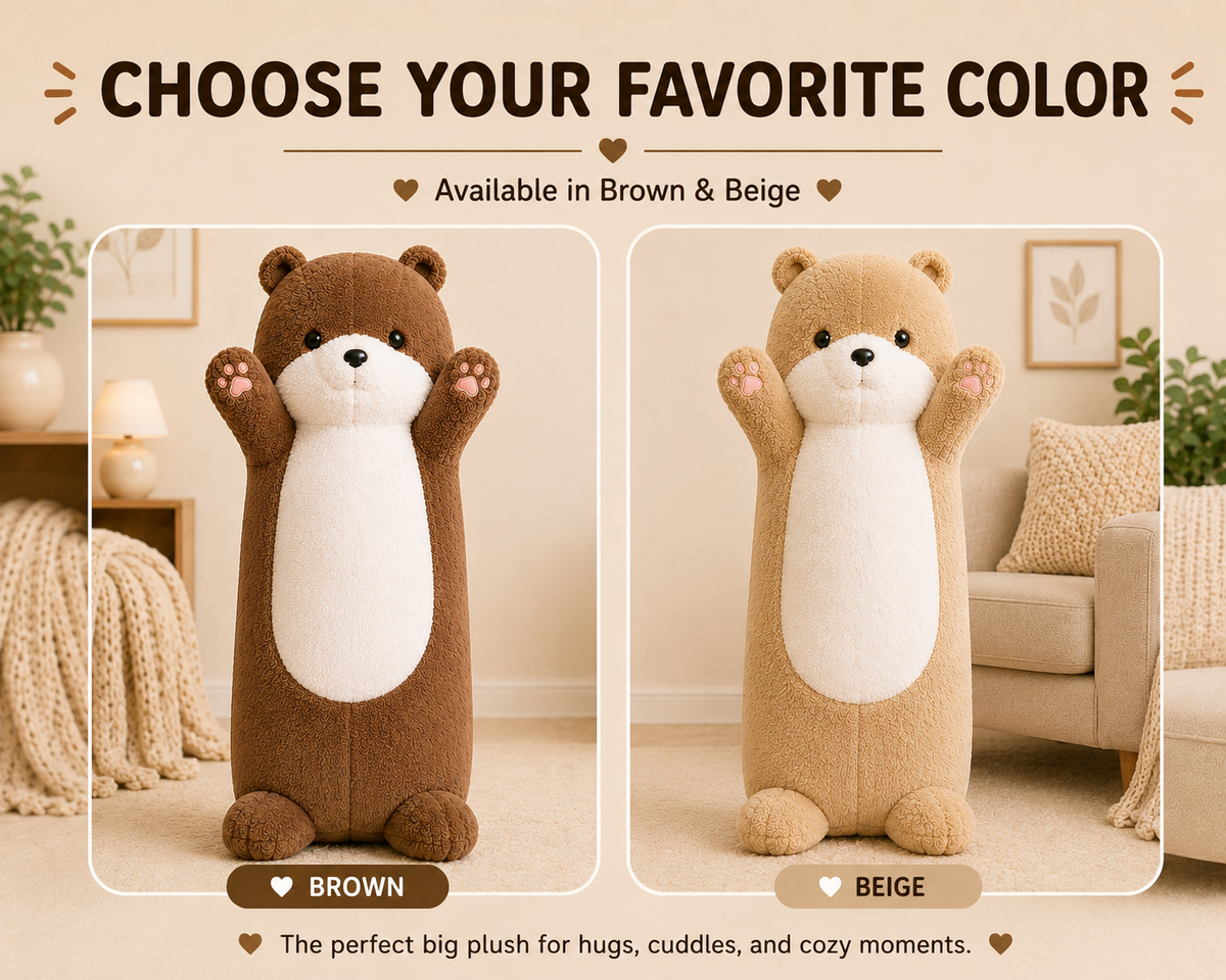 Large plush bear pillow features