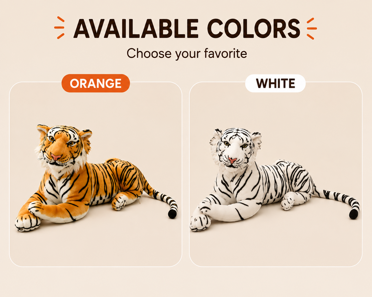 Tiger plush close up details
