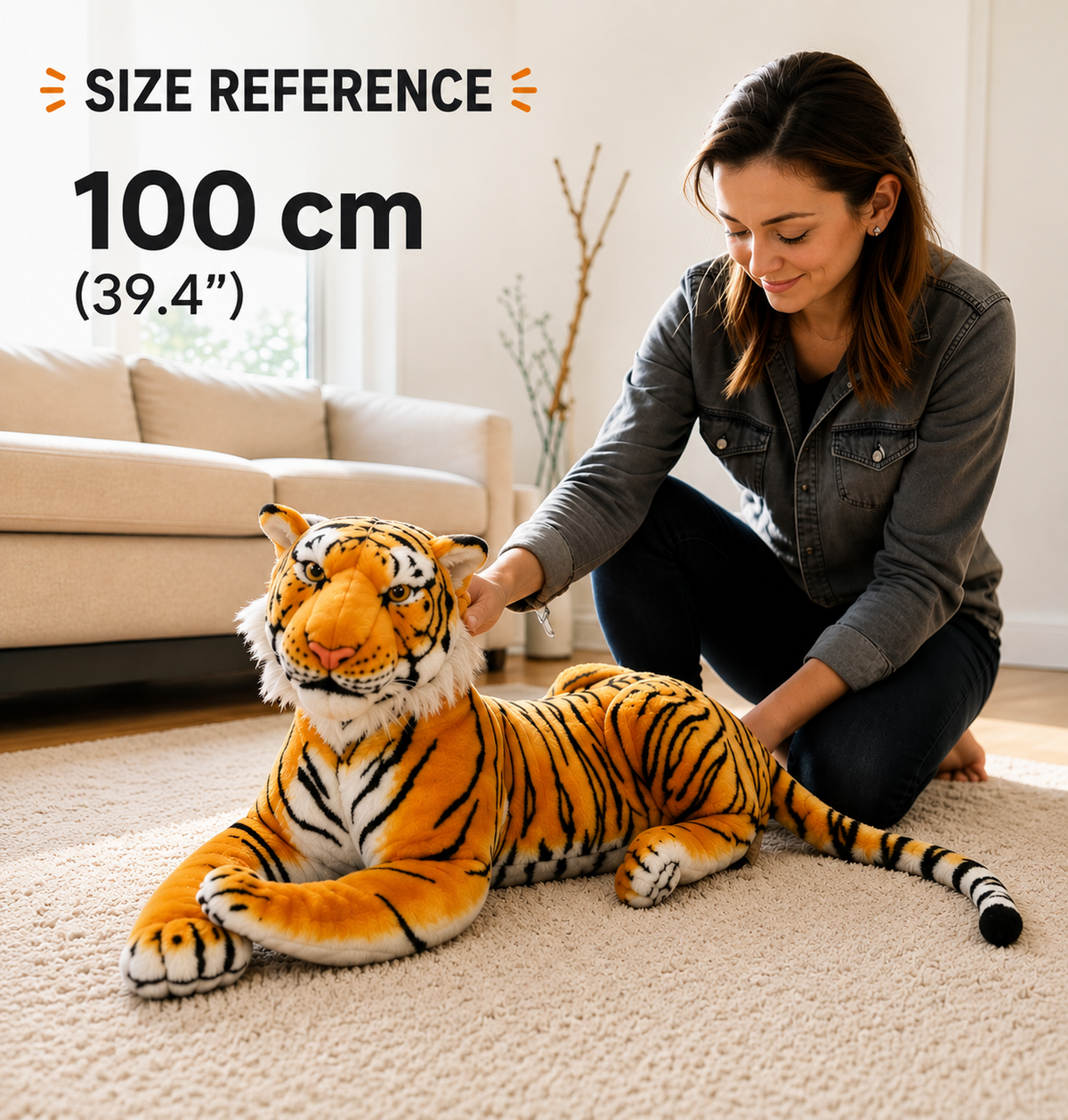 100 cm tiger plush size reference