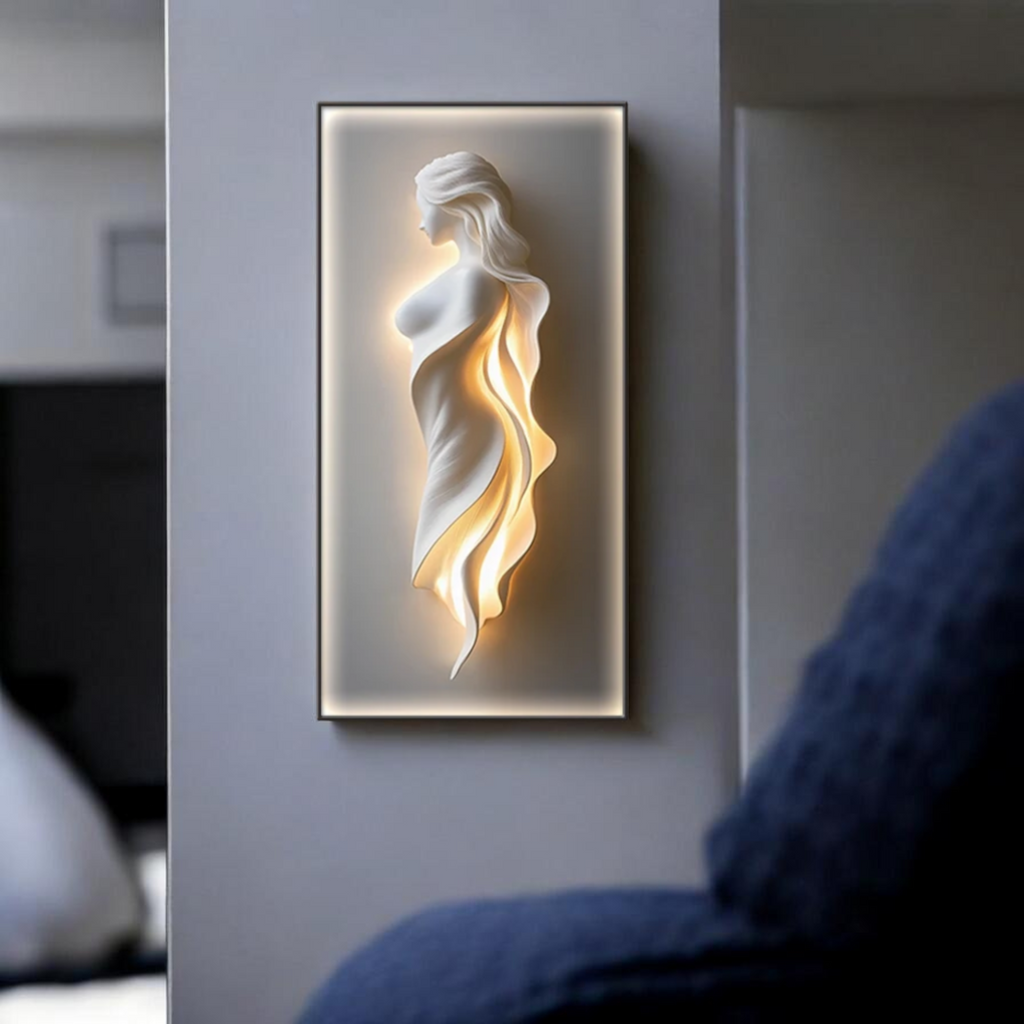 Modern illuminated female wall art