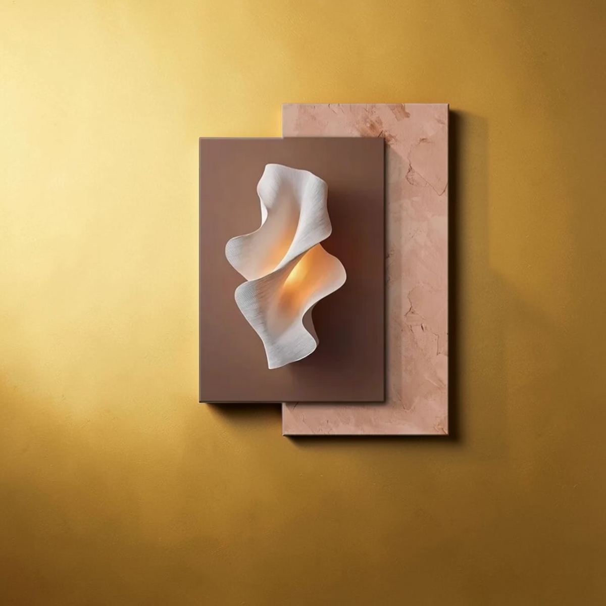 Modern LED wall art lamp layered abstract sculptural panel