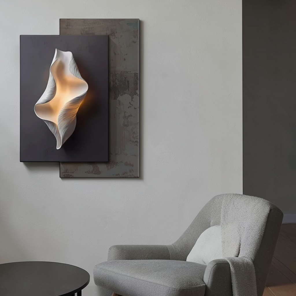 Modern sculptural LED wall lamp interior display