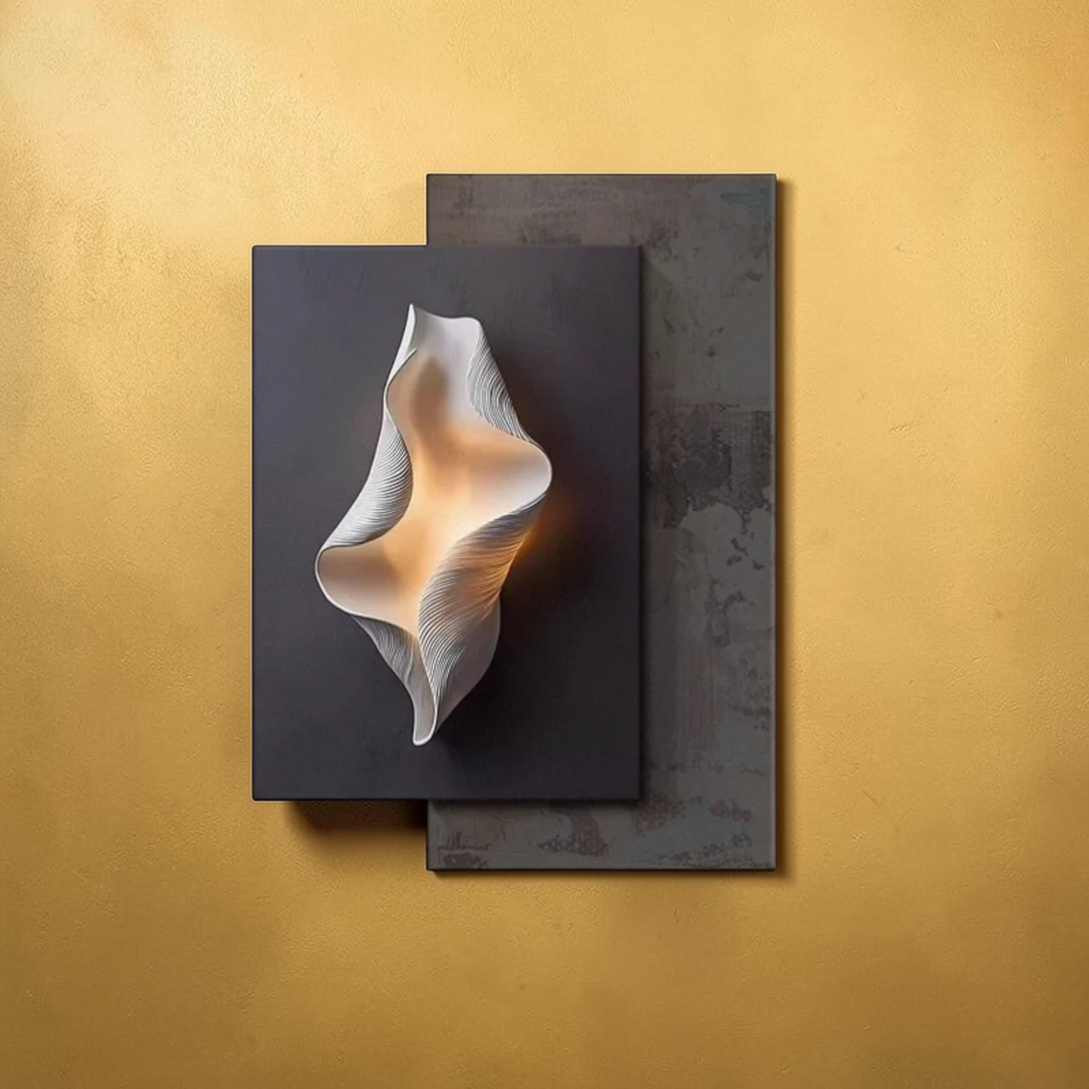 Modern LED wall art lamp abstract dark sculptural design