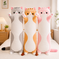 Long cat body pillows in orange grey and pink