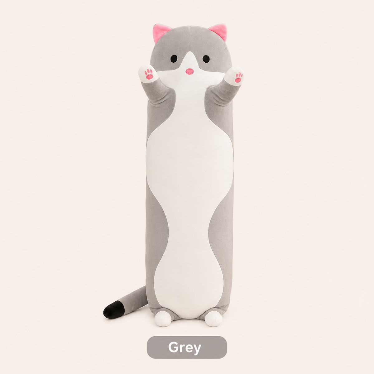 Long cat body pillow grey color