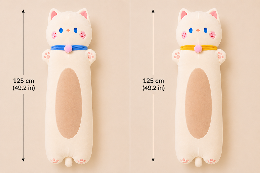 Long cat plush pillow 125 cm size reference