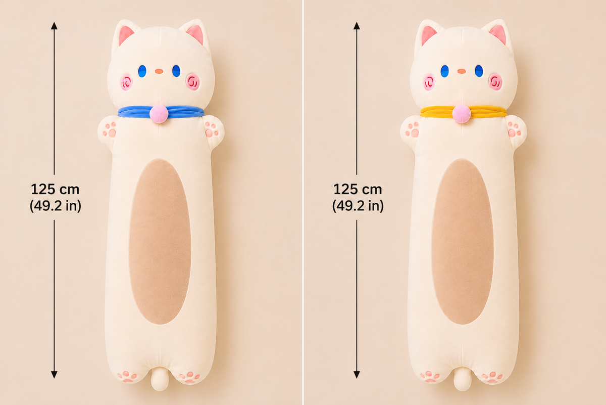 Long cat plush pillow 125 cm size reference