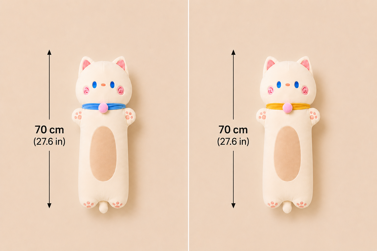 Long cat plush pillow 70 cm size reference
