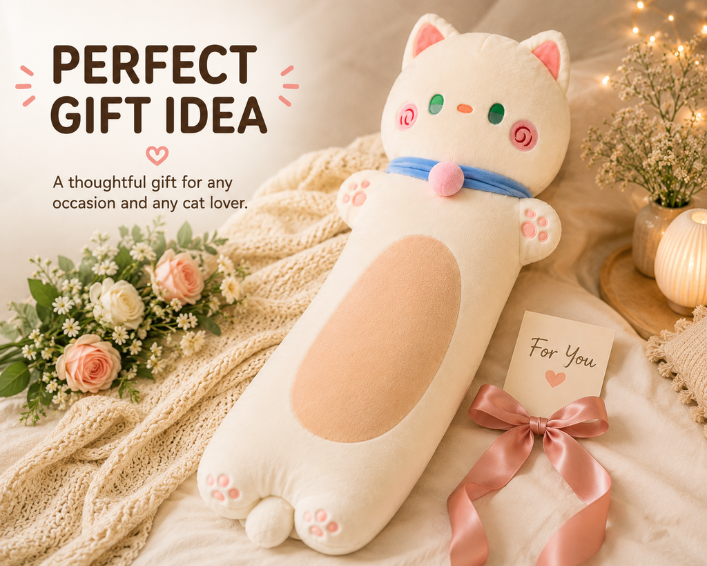 Long cat plush body pillow gift presentation