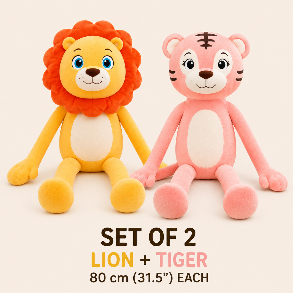 Set of 2 lion and tiger 80 cm plush