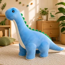 Blue long neck dinosaur plush pillow
