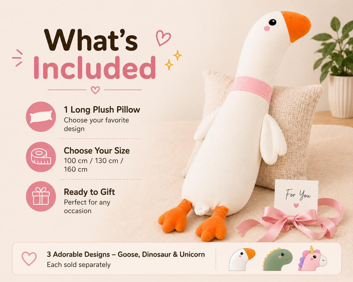 Long plush body pillow Goose Dinosaur Unicorn image 3