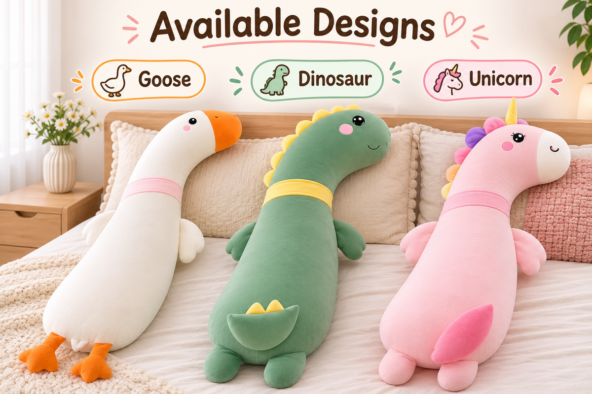Long plush body pillow Goose Dinosaur Unicorn image 6