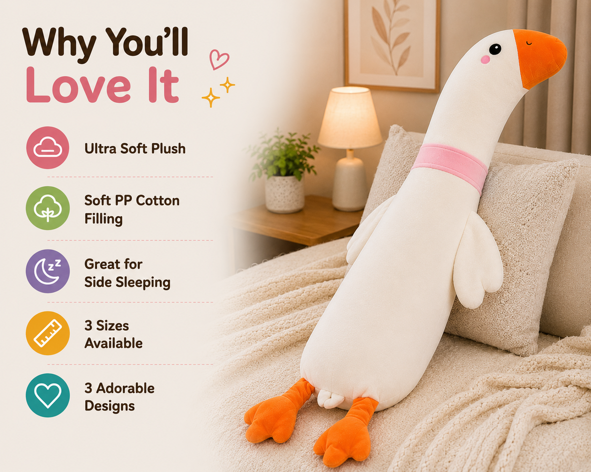 Long plush body pillow Goose Dinosaur Unicorn image 8