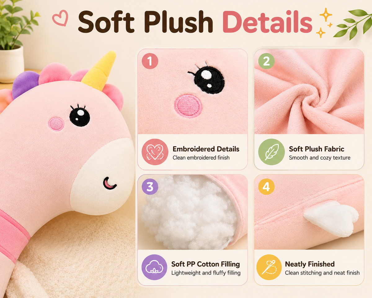 Long plush body pillow Goose Dinosaur Unicorn image 9