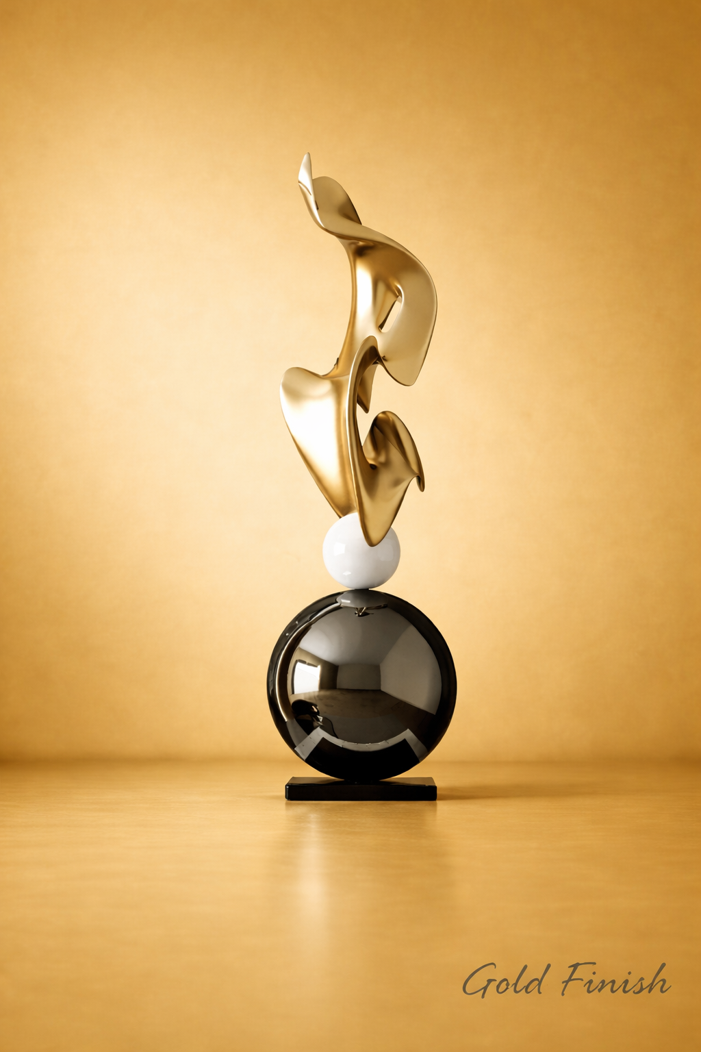 Modern abstract floor sculpture gold finish