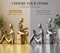 Modern reading figure bookends in gold and silver finishes