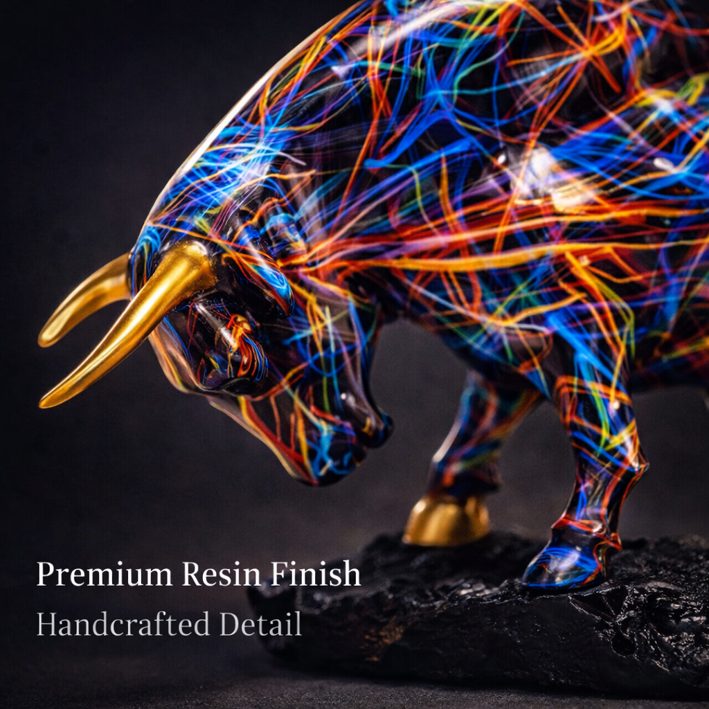 Close-up detail of Color Fusion bull sculpture