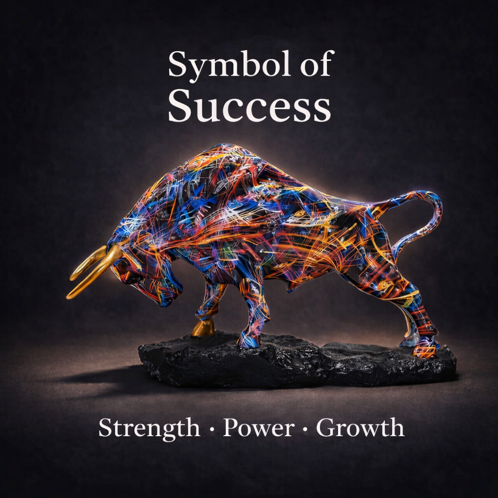 Color Fusion bull sculpture symbol of success
