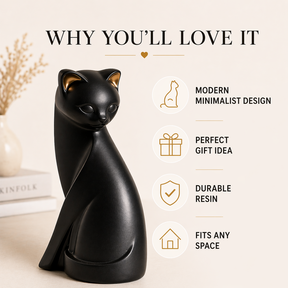 Modern resin cat figurine decorative sculpture