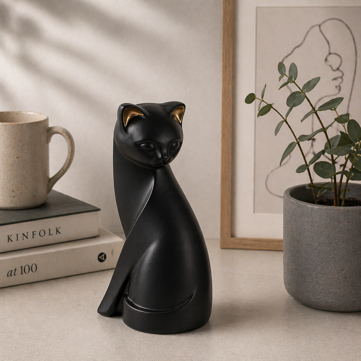 Minimalist cat statue home decoration