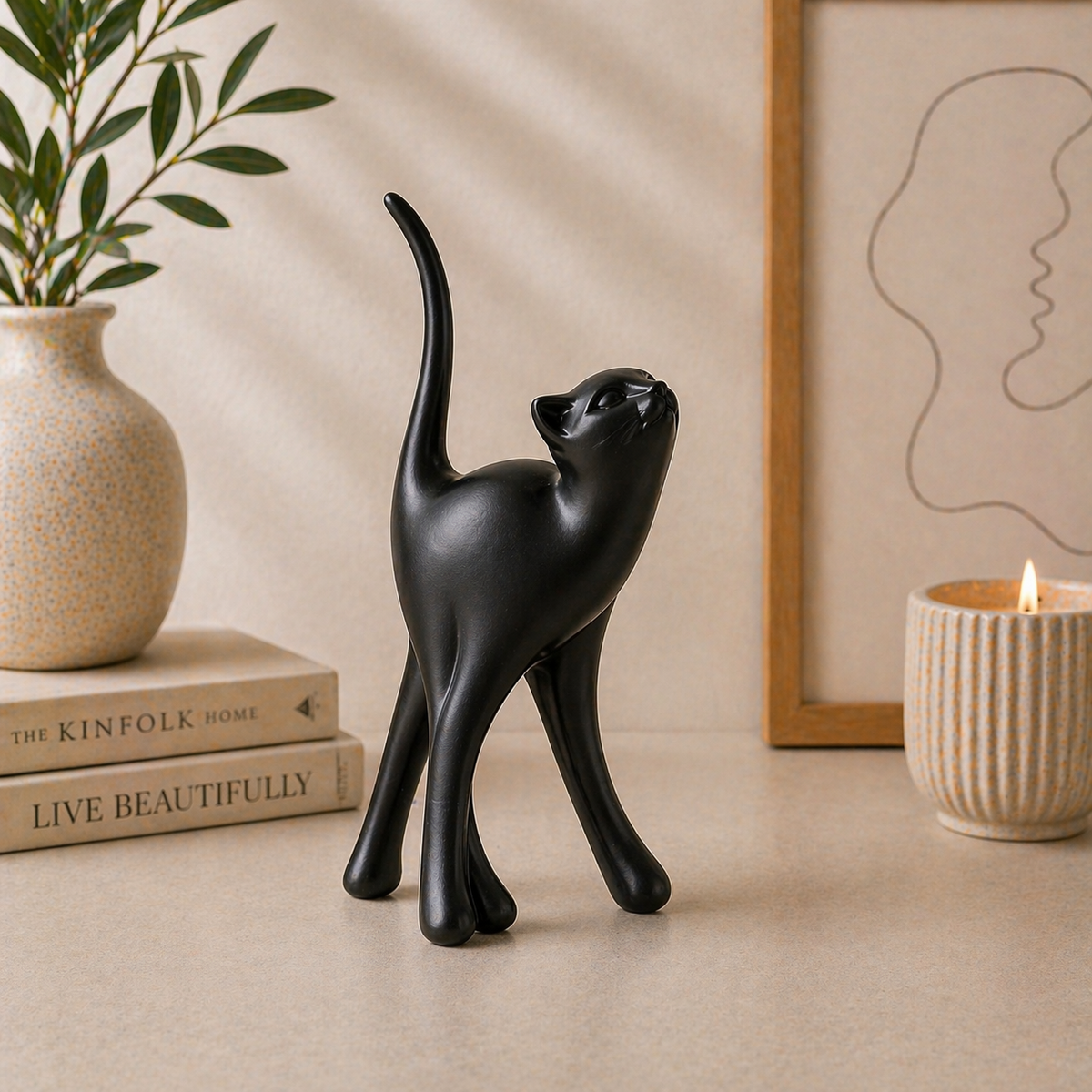 Modern cat figurines decorative accent