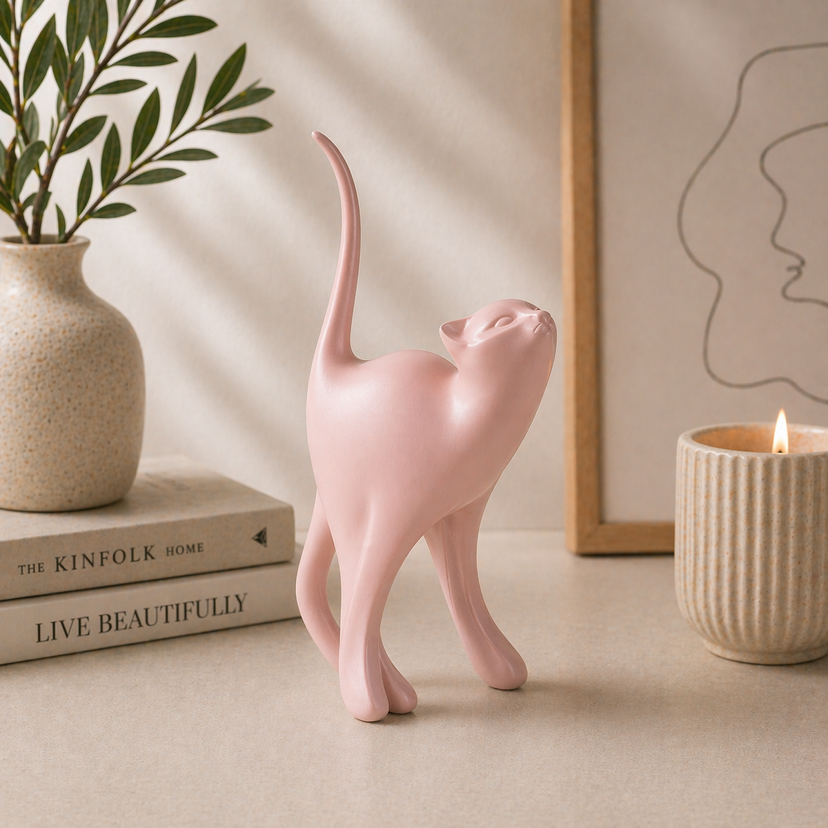 Stylized cat figurine modern home decor