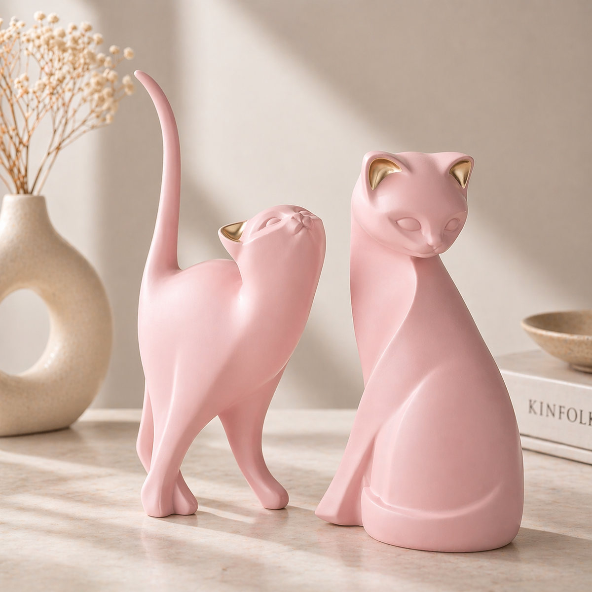 Decorative resin cat statue contemporary decor