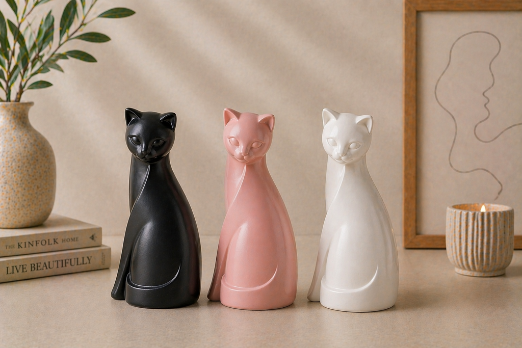 Modern cat statue display decor