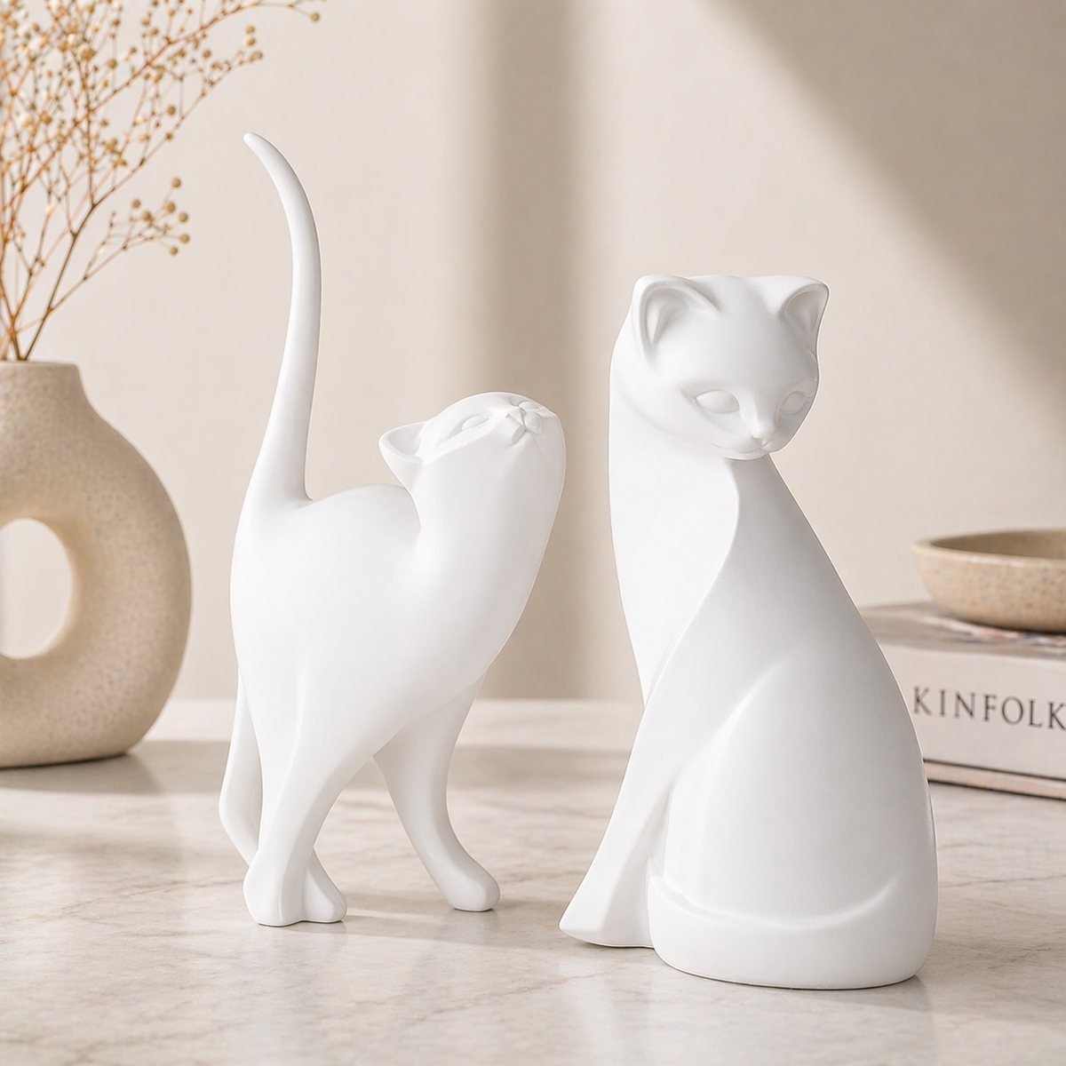 Decorative cat figurine modern interior accent